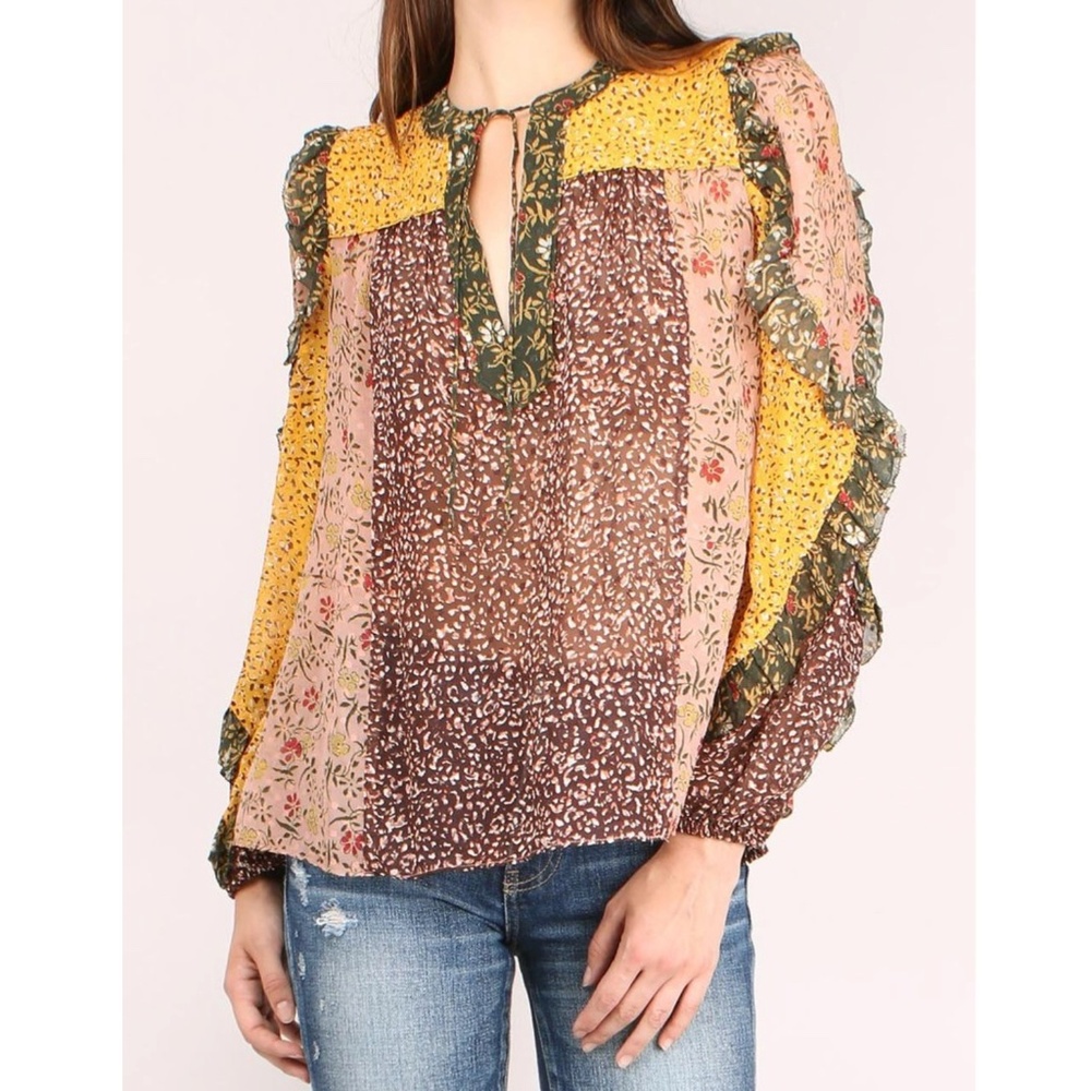 Ulla Johnson Floral Patchwork Blouse Multicolor F… - image 1